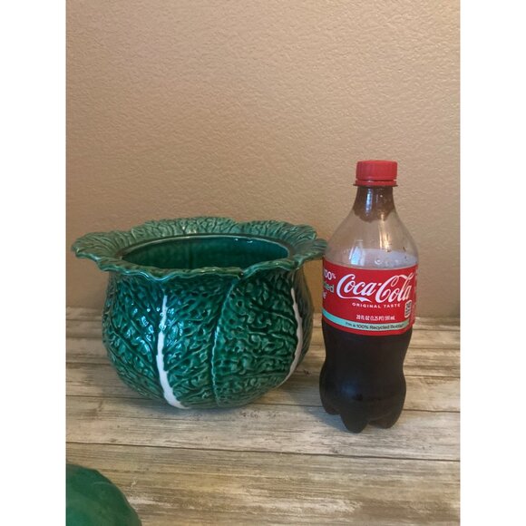 Vintage Green Cabbage Leaf Soup Tureen Set with Ladle - No Maker’s Mark - Picture 9 of 13